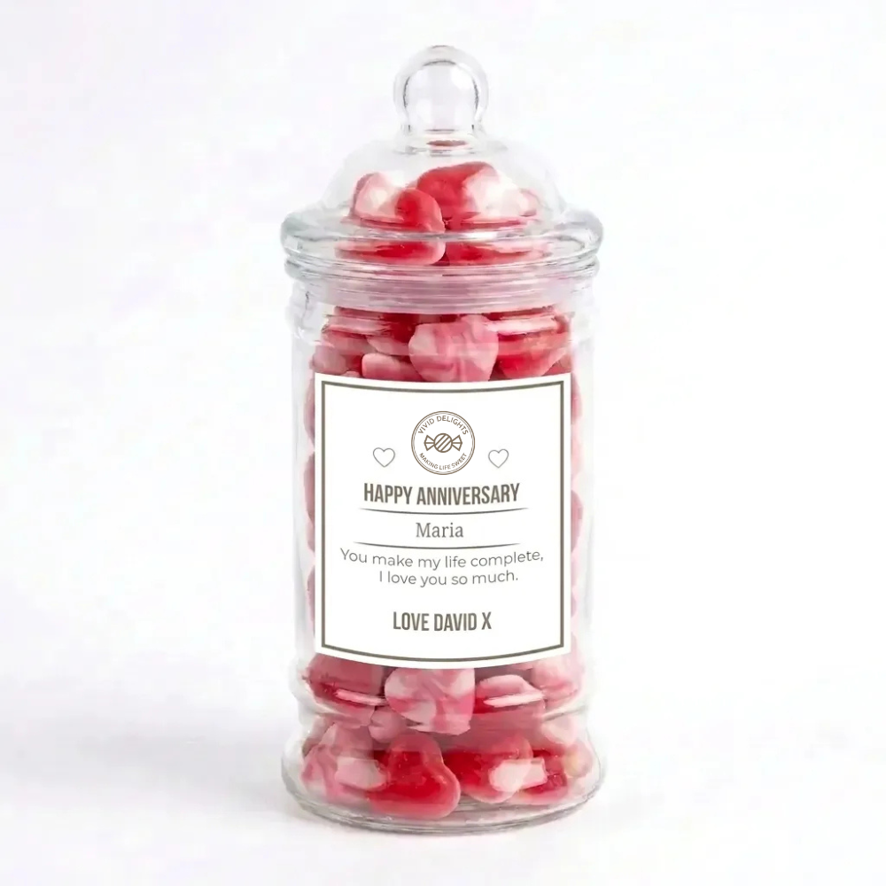 Happy Anniversary filled sweet jar